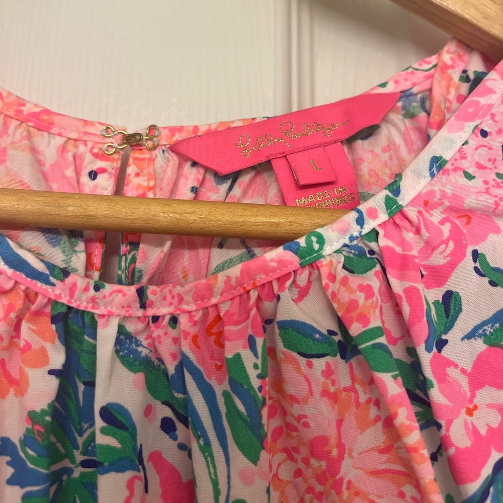 Pink Floral Ruffle Sleeveless Top - Picture 2 of 3